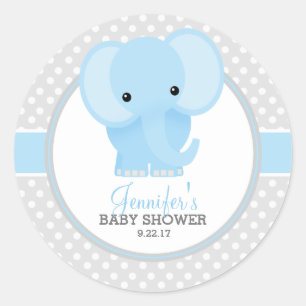 Baby Olifant (blauw) Baby Shower Ronde Sticker