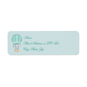 Baby Olifant Bleekgroene Heet Lucht Ballon Etiket