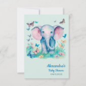 Baby Olifant Blue Baby shower dank u Bedankkaart (Achterkant)