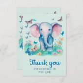 Baby Olifant Blue Baby shower dank u Bedankkaart (Voorkant / Achterkant)