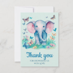 Baby Olifant Blue Baby shower dank u Bedankkaart