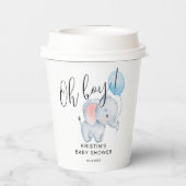 Baby Olifant & Blue Balloon Baby shower Papieren Bekers (Achterkant)