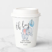 Baby Olifant & Blue Balloon Baby shower Papieren Bekers (Voorkant)