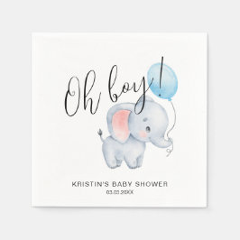 Baby Olifant & Blue Balloon Baby shower Servet