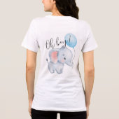 Baby Olifant & Blue Balloon Baby shower Tri-Blend Shirt (Achterkant)