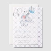 Baby Olifant & Blue Balloon Baby shower Vellum Uitnodigingen (Offset (Uitnodiging))