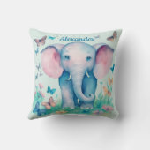 Baby Olifant Blue gepersonaliseerd Kussen (Achterkant)