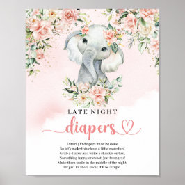 Baby olifant blush goud Late Night Luiers spel Poster