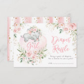  Baby Olifant Blush Rozen Luier Raffle Informatiekaartje (Voorkant / Achterkant)