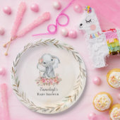 Baby Olifant Boho Chic Baby shower Papieren Bordje (Feest)