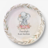 Baby Olifant Boho Chic Baby shower Papieren Bordje (Voorkant)