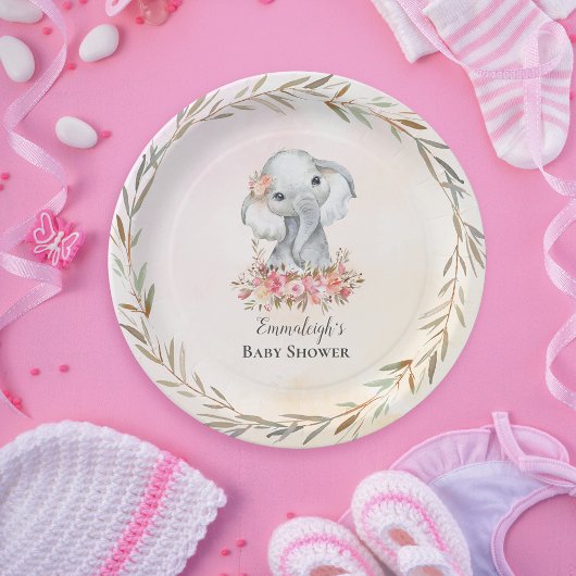 Baby Olifant Boho Chic Baby shower Papieren Bordje