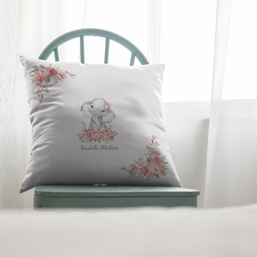 Baby Olifant Boho Chic Waterverf Kussen