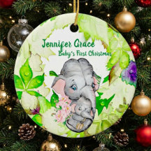Baby Olifant Botanische Aangepaste Foto 1e Kerstmi