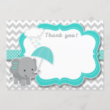 Baby Olifant Boy Baby shower Blauwgroen bedankje