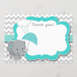 Baby Olifant Boy Baby shower Blauwgroen bedankje Kaart