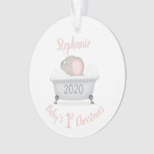 Baby olifant bubble bad meisje eerste kerst ornament (voorkant)
