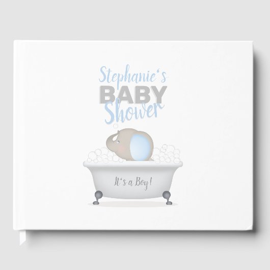 Baby Olifant Bubble Bath Boy Baby shower Gastenboek (Voorkant)