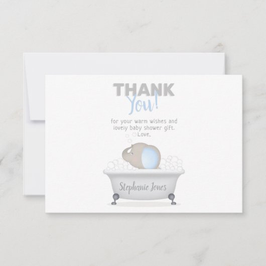 Baby Olifant Bubble Bath Boy Baby shower Kaart (Voorkant)