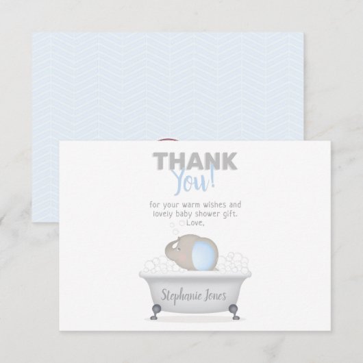 Baby Olifant Bubble Bath Boy Baby shower Kaart (Voorkant / Achterkant)