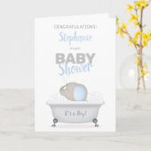 Baby Olifant Bubble Bath Boy Baby shower Kaart (Gele Bloem)