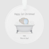 Baby Olifant Bubble Bath Boy Baby shower Ornament (achterkant)