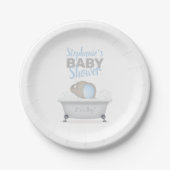 Baby Olifant Bubble Bath Boy Baby shower Papieren Bordje (Voorkant)