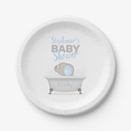Baby Olifant Bubble Bath Boy Baby shower Papieren Bordje