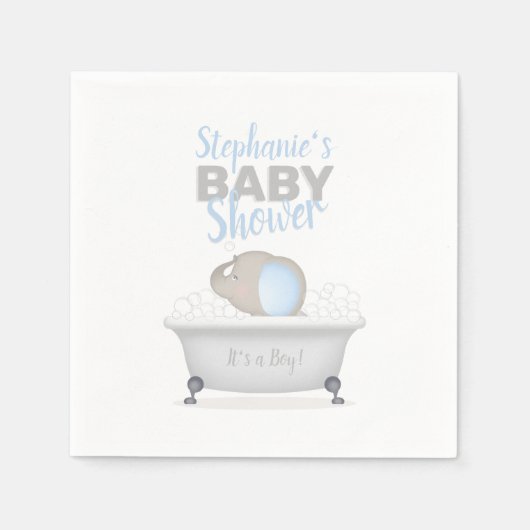 Baby Olifant Bubble Bath Boy Baby shower Servet (Voorkant)