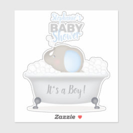 Baby Olifant Bubble Bath Boy Baby shower Sticker