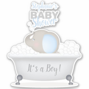 Baby Olifant Bubble Bath Boy Baby shower Sticker