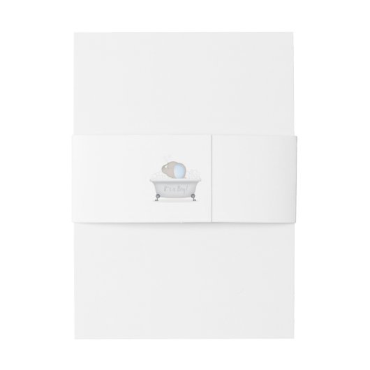 Baby Olifant Bubble Bath Boy Baby shower Uitnodigingen Wikkel (Achterkant Voorbeeld)