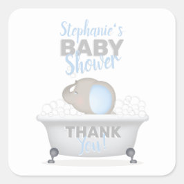 Baby Olifant Bubble Bath Boy Baby shower Vierkante Sticker