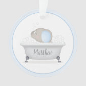 Baby Olifant Bubble Bath Eerste Kerstmis Ornament (voorkant)