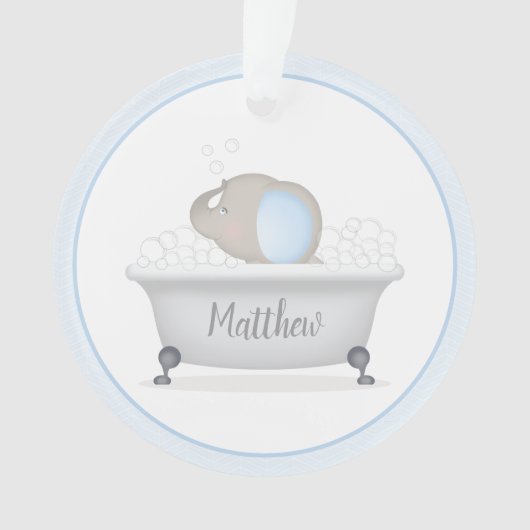 Baby Olifant Bubble Bath Eerste Kerstmis Ornament (voorkant)