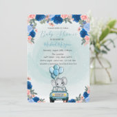 Baby olifant Car Floral Baby shower Kaart (Staand voorkant)