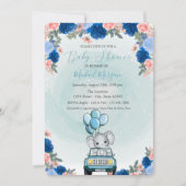 Baby olifant Car Floral Baby shower Kaart (Voorkant)