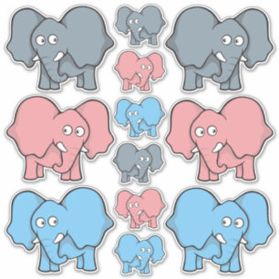 Baby Olifant Cartoons Iconen Set Sticker
