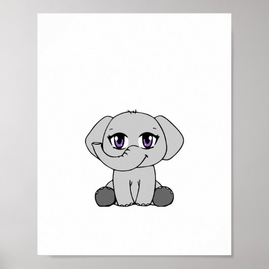 Baby Olifant Chibi-Stijl Poster (Voorkant)