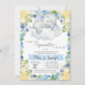 Baby olifant & cloudboy baby shower-uitnodiging. kaart (Voorkant)