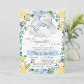 Baby olifant & cloudboy baby shower-uitnodiging. kaart (Staand voorkant)