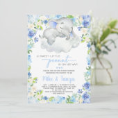 Baby olifant & cloudboy baby shower-uitnodiging. kaart (Staand voorkant)