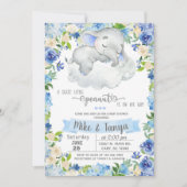 Baby olifant & cloudboy baby shower-uitnodiging. kaart (Voorkant)
