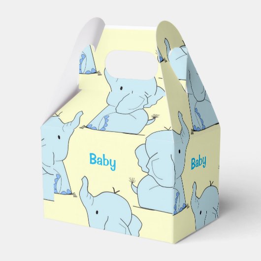 Baby Olifant Douche Papier Favor Box, Gable Bedankdoosjes (Achterkant)