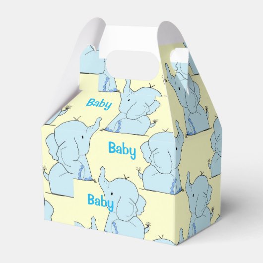 Baby Olifant Douche Papier Favor Box, Gable Bedankdoosjes (Voorkant Zijde)