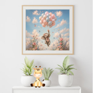 Baby Olifant Drijvende Ballonnen Poster