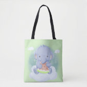 Baby Olifant Eet Watermeloen Tote Bag (Voorkant)