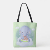 Baby Olifant Eet Watermeloen Tote Bag (Achterkant)