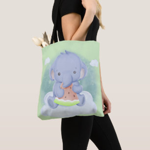 Baby Olifant Eet Watermeloen Tote Bag