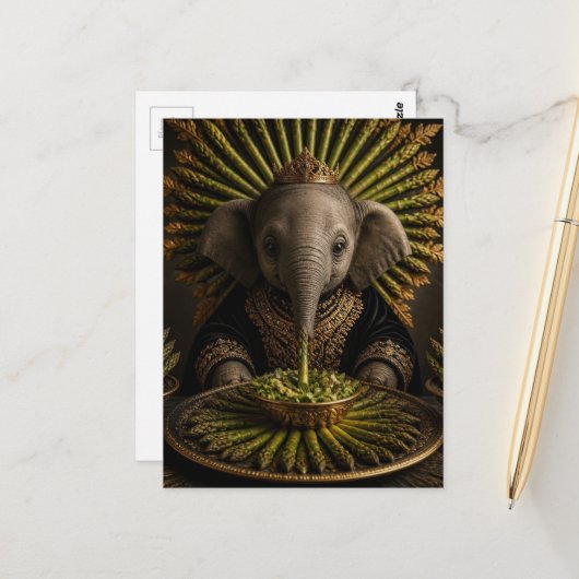 Baby Olifant en de Asperges Briefkaart (Voorkant / Achterkant in situ)